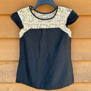 Corey Lynn Calter Black Silk Lace Top Women’s Shirt Size 0